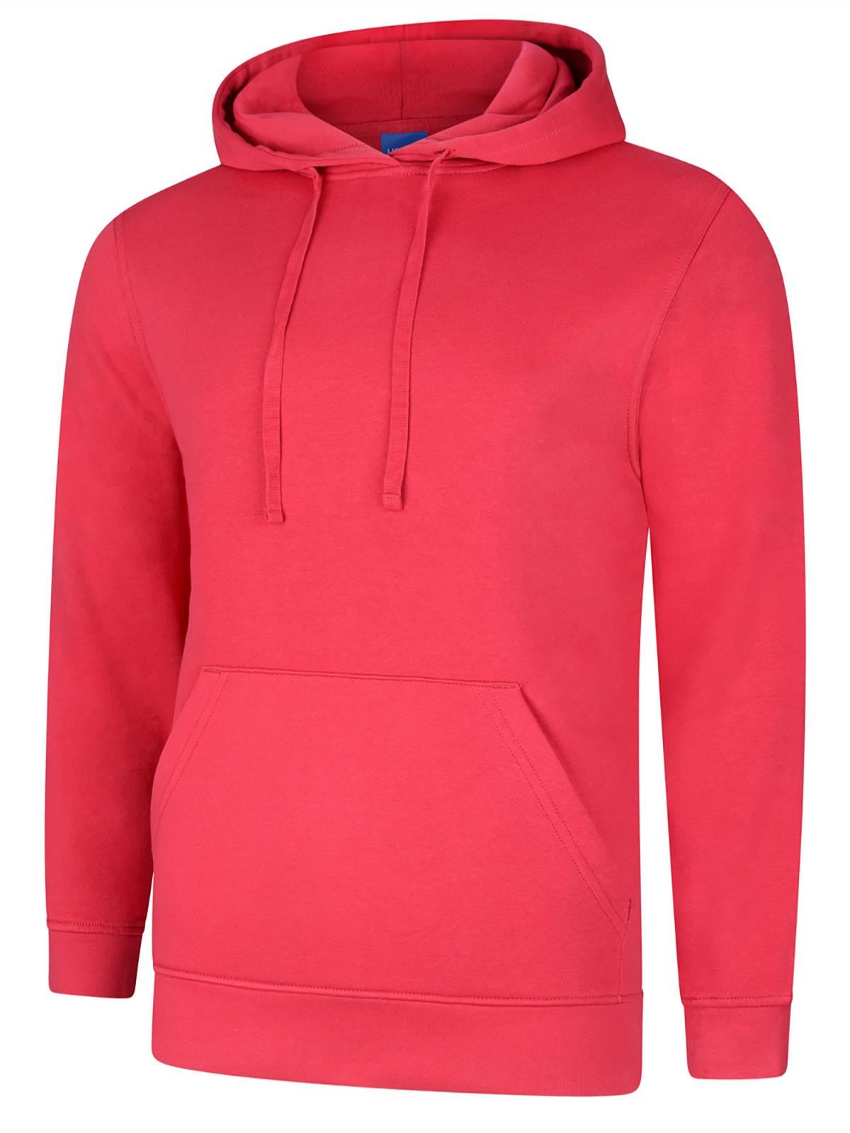 Uneek Deluxe Hooded Sweatshirt - Cotton Blend, Cranberry, Size S