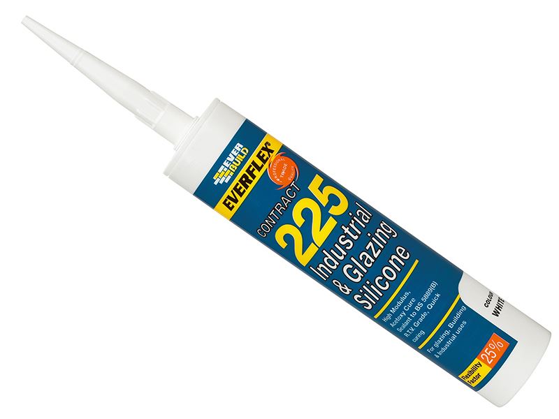 Everbuild Sika Everflex 225 Industrial & Glazing Silicone, Brushed Steel, 295ml