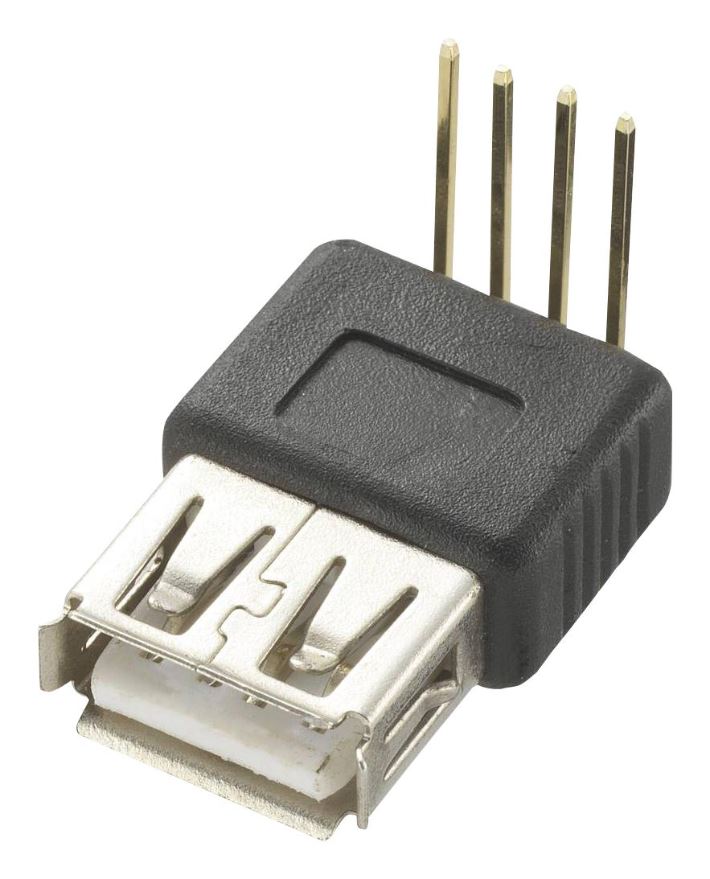 Clever Little Box USB A Socket, 4-Pole Right Angle PCB Mount