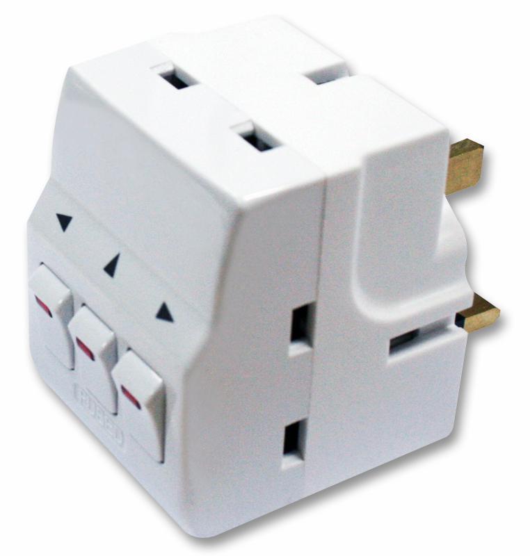MASTERPLUG 3位獨立開關插座轉接器 (3插座轉1插頭)