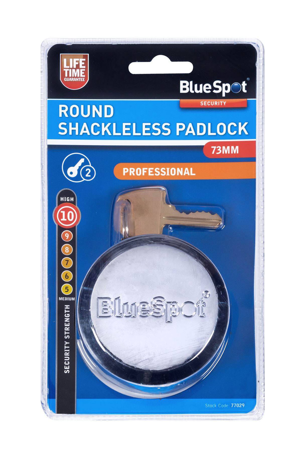 Blue Spot Tools 73mm Round Shackleless Padlock with 2 Keys
