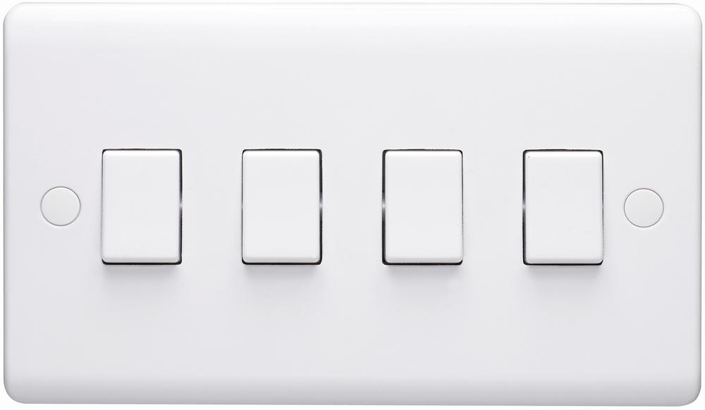 VOLEX 10AX 4-Gang 2-Way Wall Switch, White