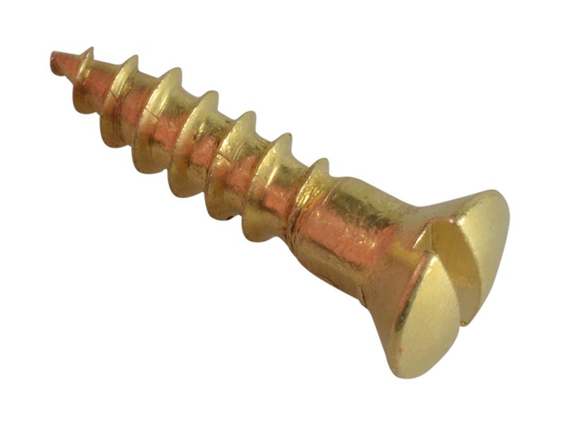 ForgeFix Wood Screw, Slotted Raised Head, Brass, 5/8in x 6, Pack of 25