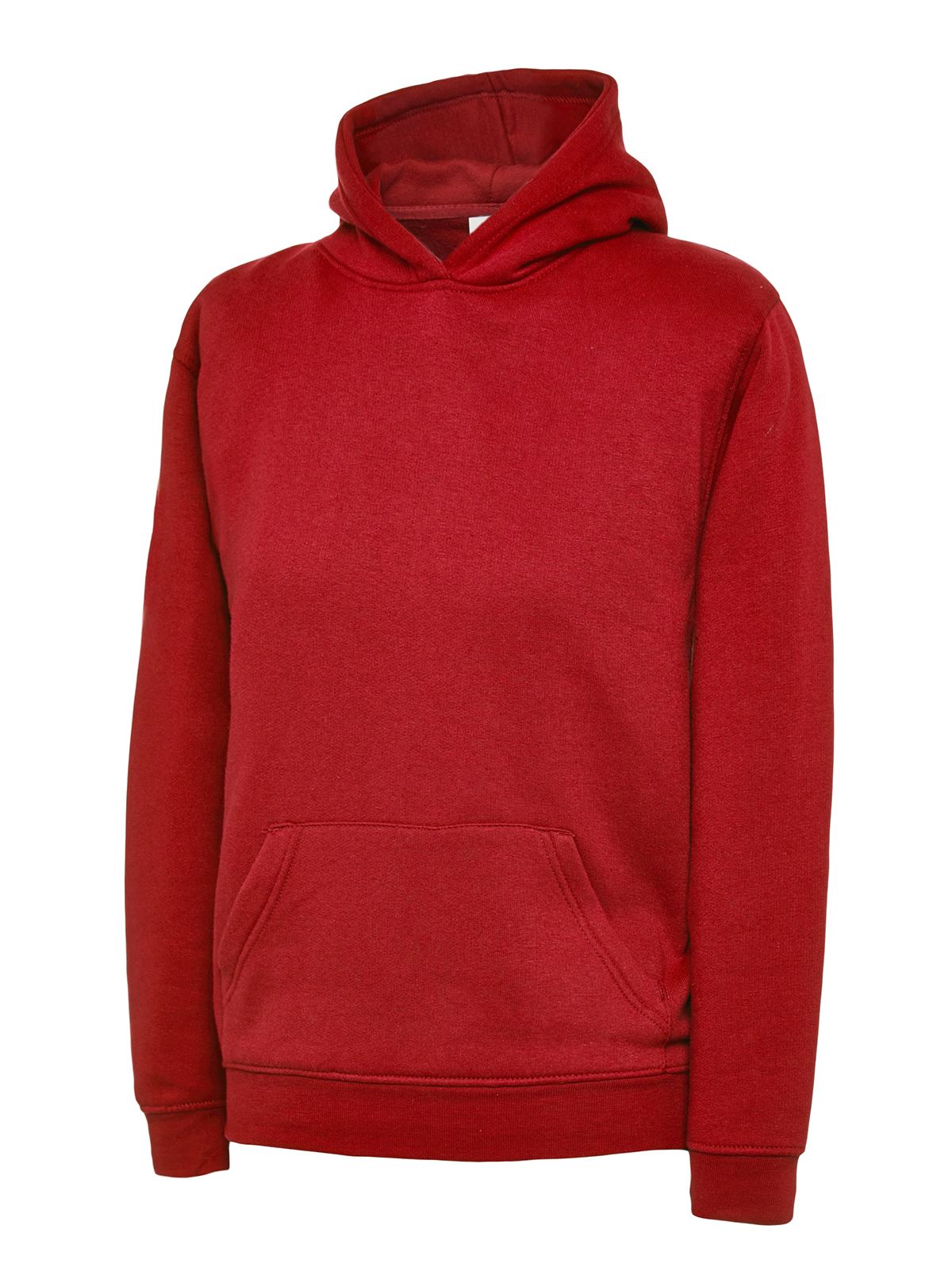 Uneek Kids' Hooded Sweatshirt - 50% Cotton 50% Polyester - Red - Age 9/10