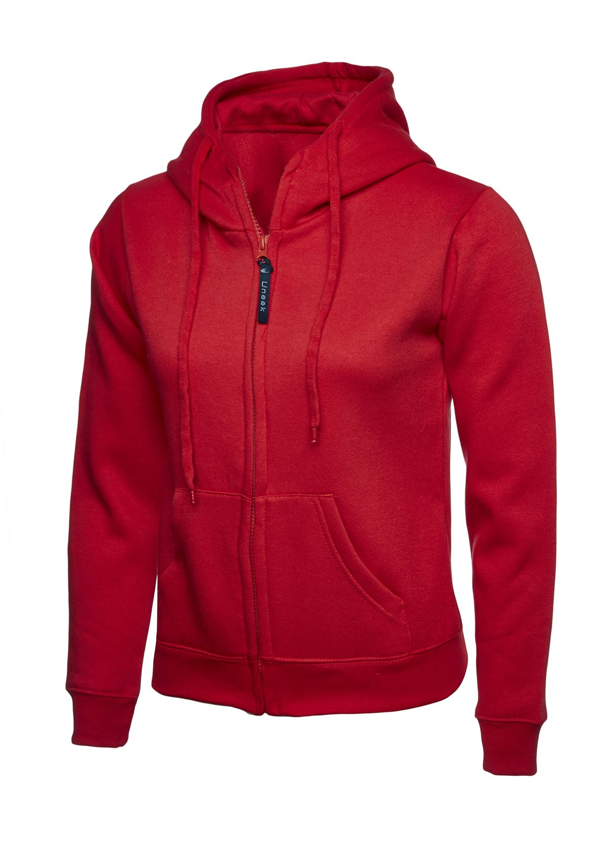 Uneek Dames Full Zip Capuchontrui - Rood, XL