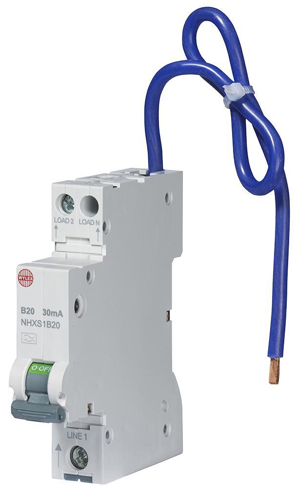 Wylex 20A 30mA RCBO, Μονόπλευρη Μονάδα, Καμπύλη Τύπου B