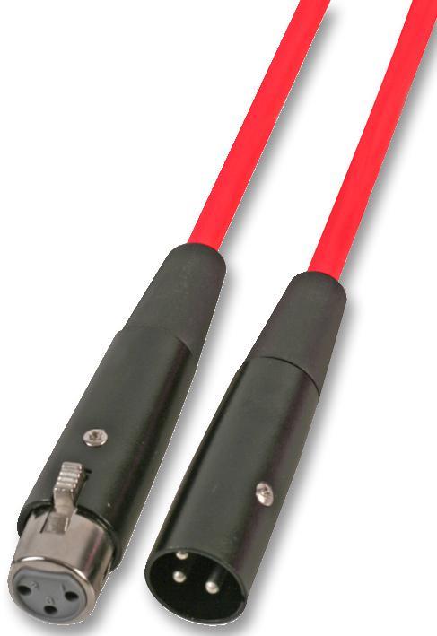 Soundlab - Cábla Mic XLR Fireann go Baininscneach 3-Pionna, 6m, Dearg Fluaraise