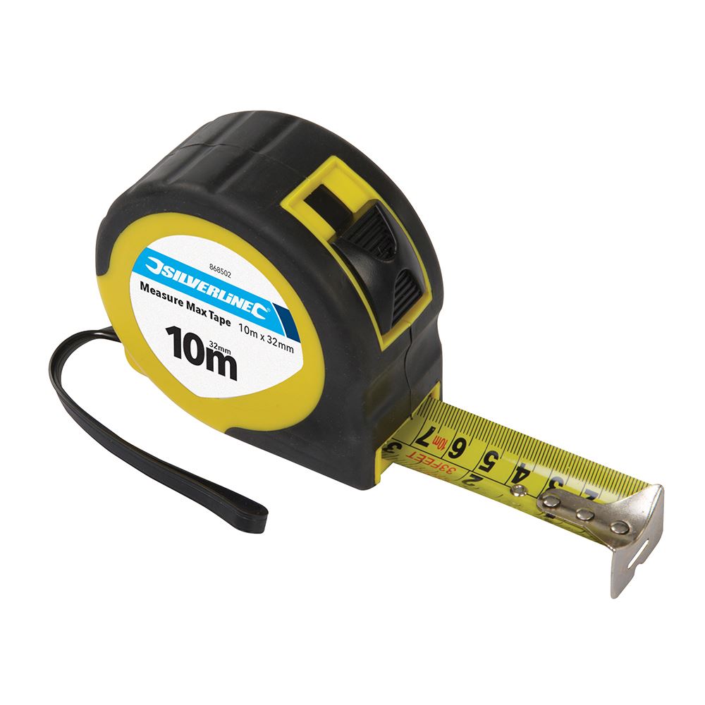 Silverline Measure Max Tape 10m x 32mm with Blade Lock