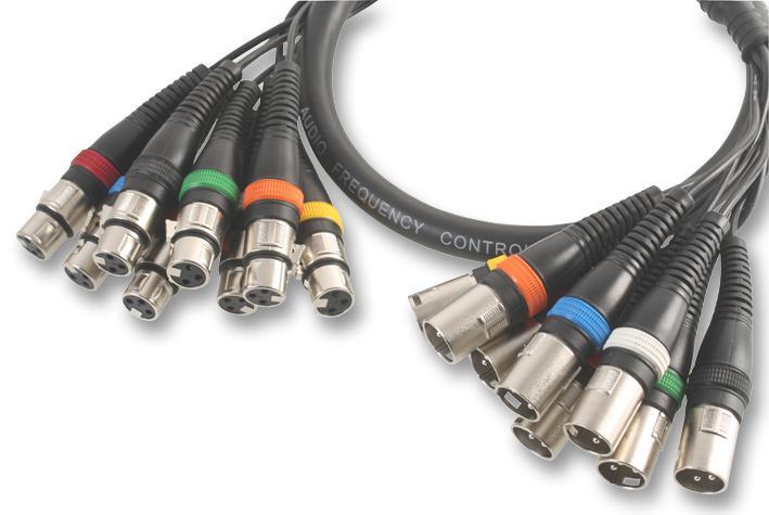 PULSE 8-Way XLR Male to Female Loom, 3m, Black