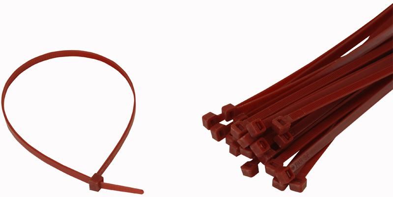 PARTEX Bridas de Nylon 6.6 Serie HFC 4.8mm x 295mm, Rojo, Paquete de 100