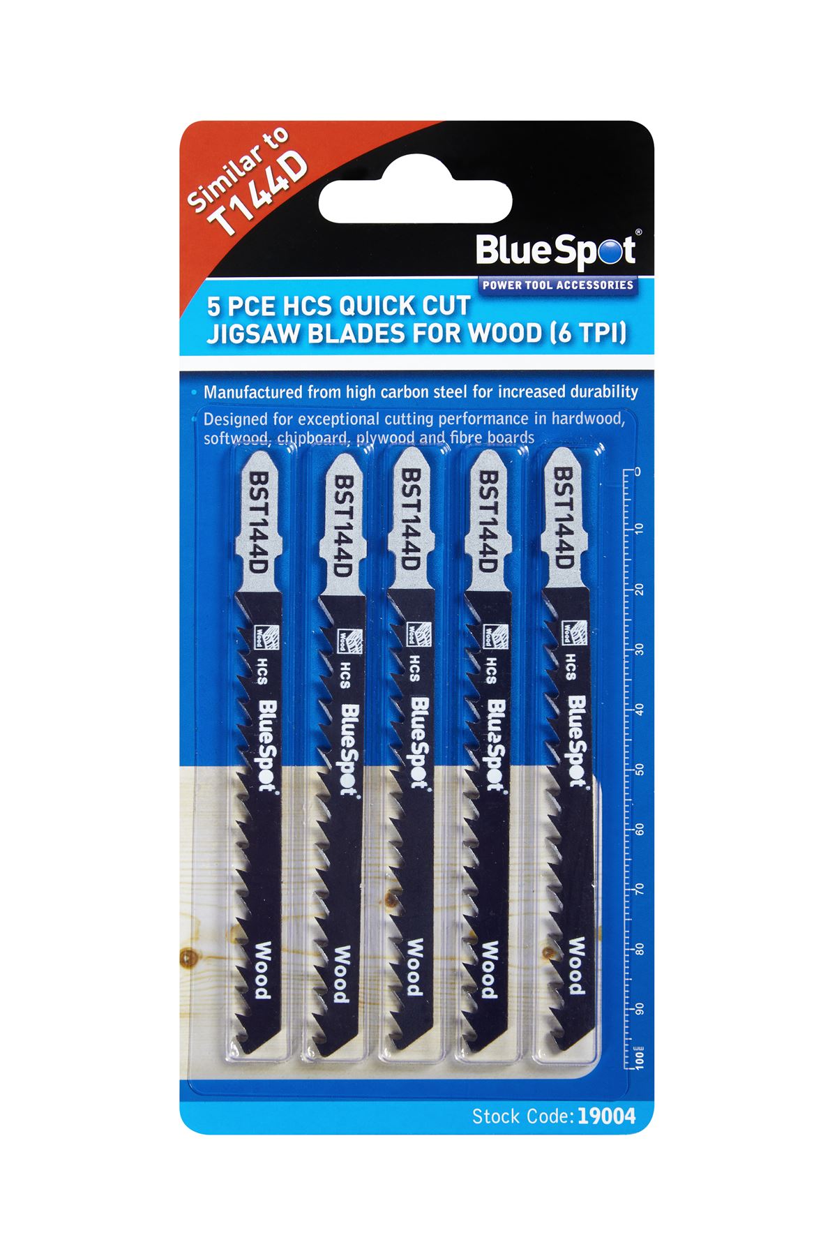 Blue Spot Tools Set da 5 Lame per Sega da Traforo HCS per Legno (6 DPI)