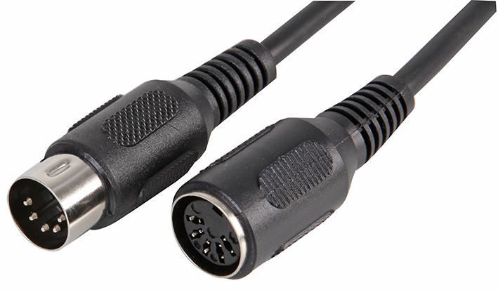 PRO SIGNAL - 5-Polige 180-Grad DIN-Verbindung Stecker auf Buchse, 2,5m Schwarz