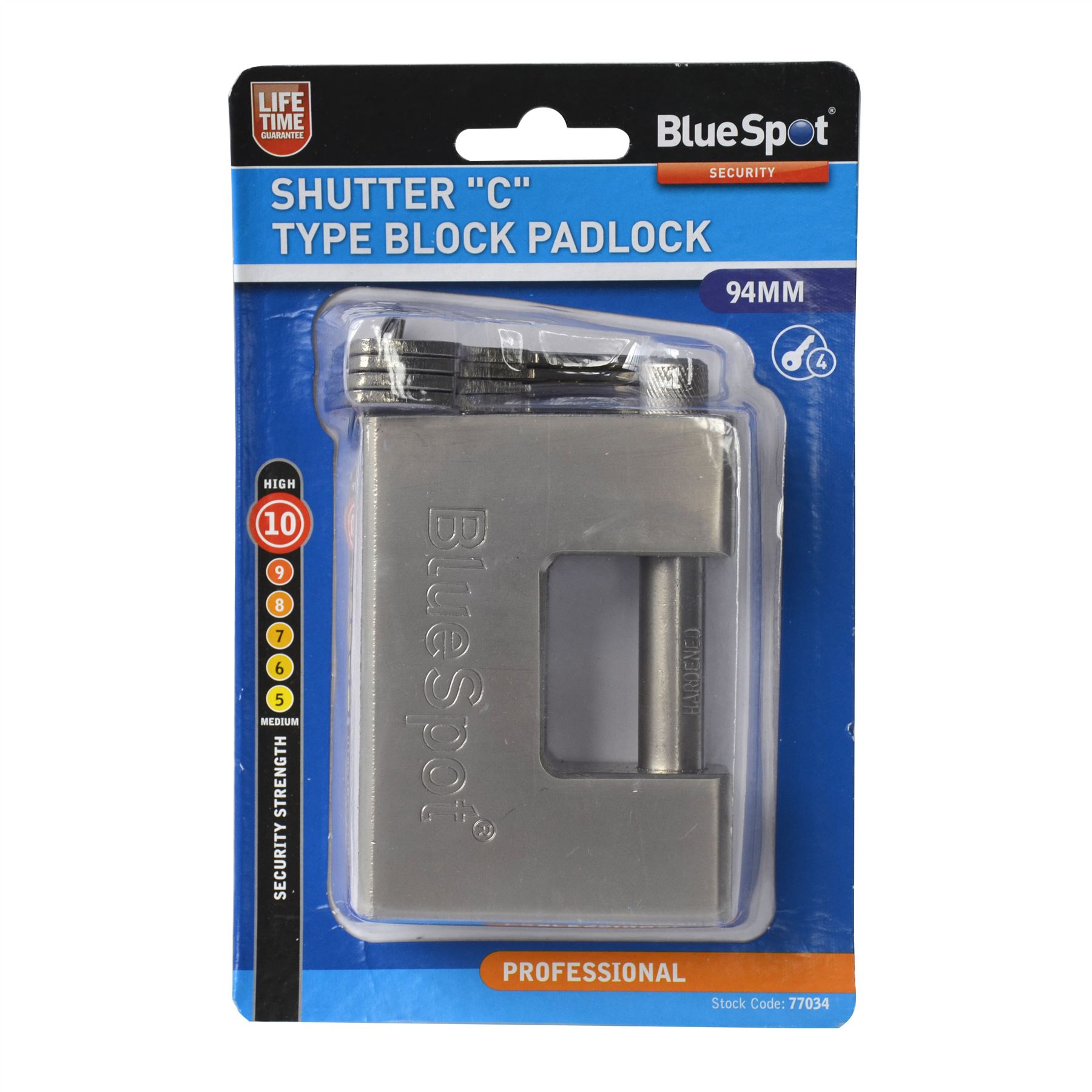Blue Spot Tools 94mm Shutter C-Type Block Padlock
