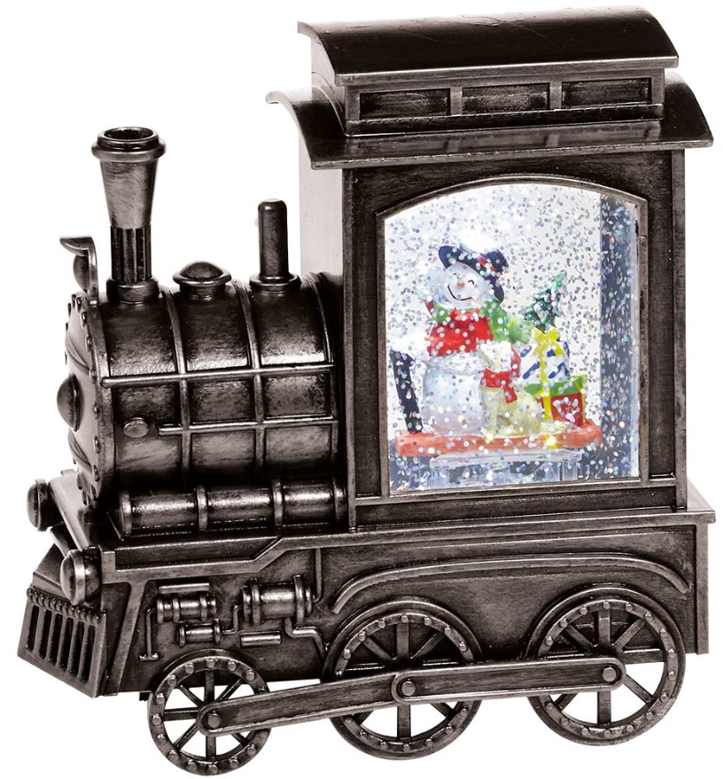 RARAION Treno Natalizio con Spruzzatore d'Acqua 17.5cm Argento Antico