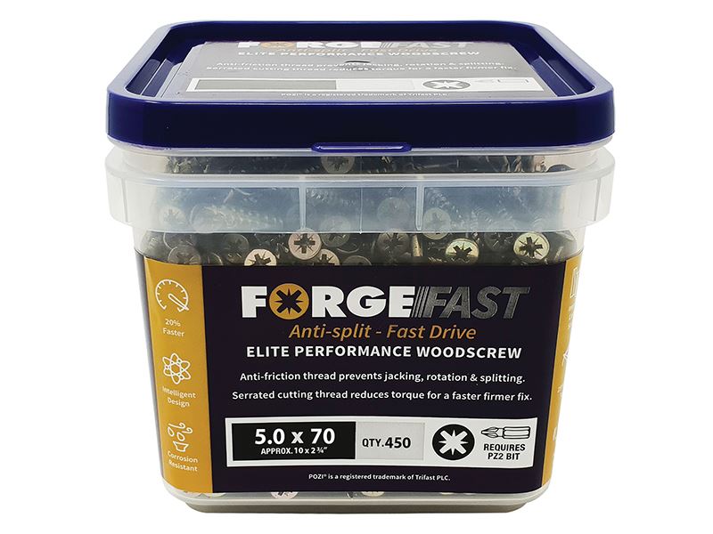 ForgeFix ForgeFast Pozi Wood Screws 5.0 x 70mm, 450 Pack