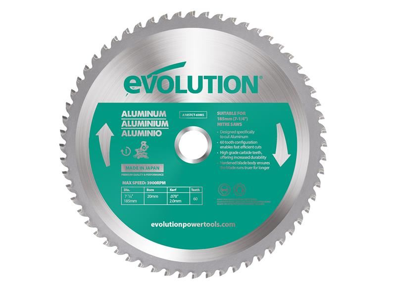 Evolution 185x20mm Aluminum Snijblad voor Circulaire Zaag, 60 Tanden
