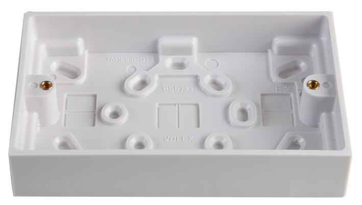 VOLEX 2 Gang Pattress Box, 29mm White, PVC
