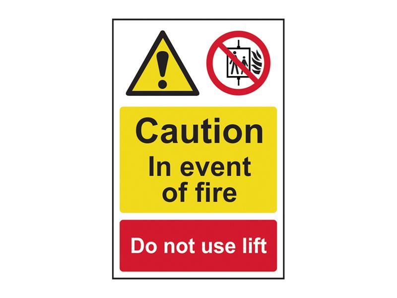 Scan Cartello di Sicurezza in PVC - Pericolo Incendio Non Usare Ascensore, 200x