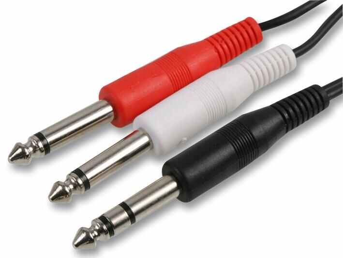 PRO SIGNAL 6.35mm Stereo to 2x Mono Jack Lead, 6m