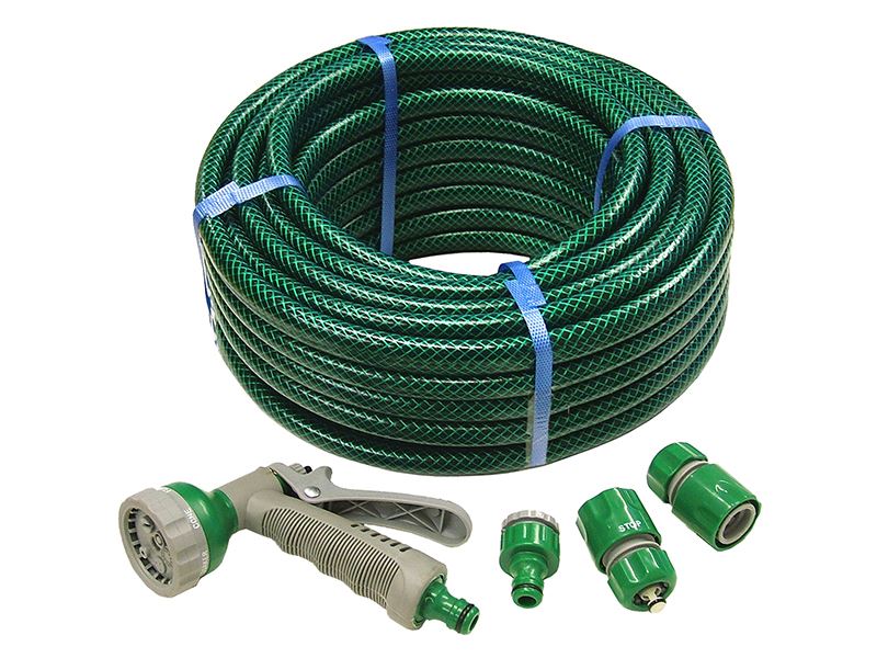 Faithfull PVC Versterkte Slangenset met Spuitpistool, 15m