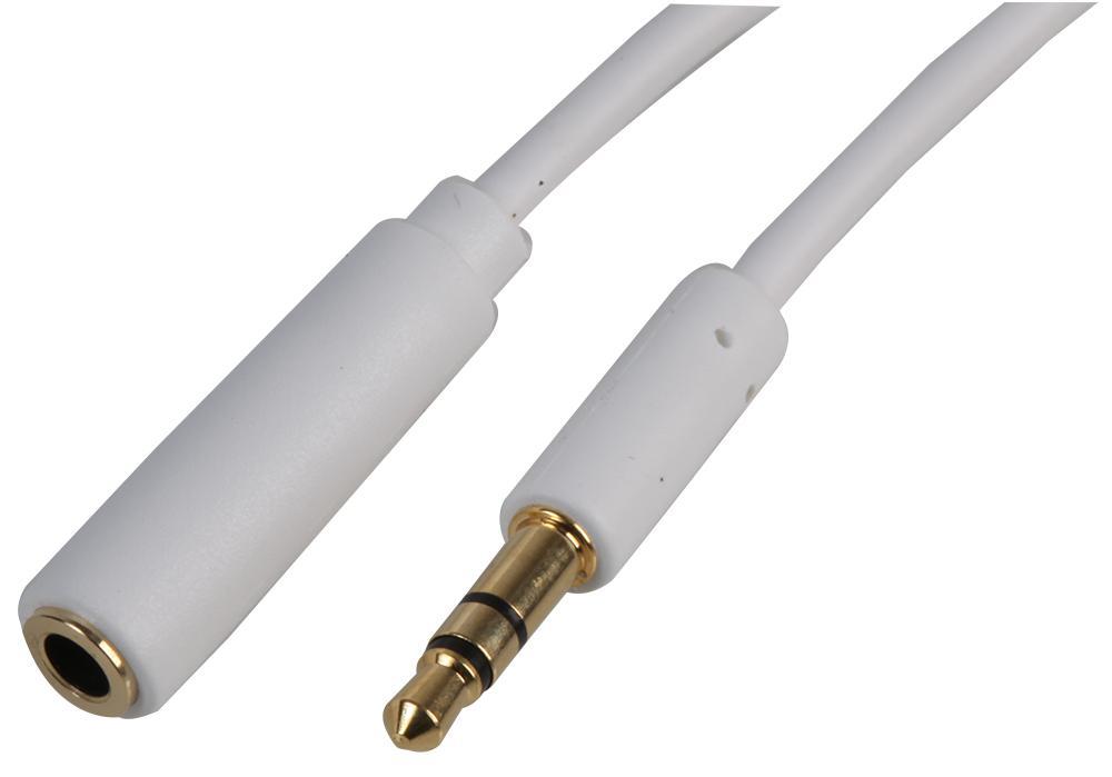 PRO SIGNAL 3.5mm Stereo Jack Slim White Extension Lead, 1.5m