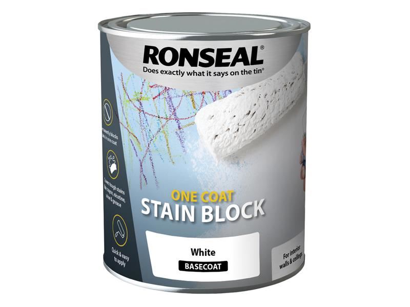 Ronseal One Coat Stain Block Weiß 750ml - Fleckensperre in nur einer Schicht
