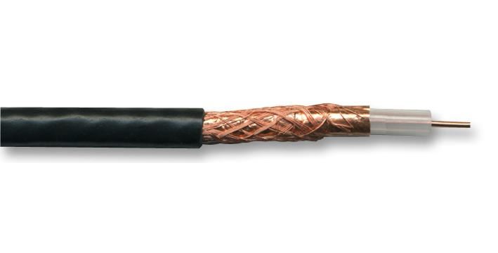 PRO POWER - Cábla Comhaiseach Digiteach 100m Dubh, 75ohm, 17AWG
