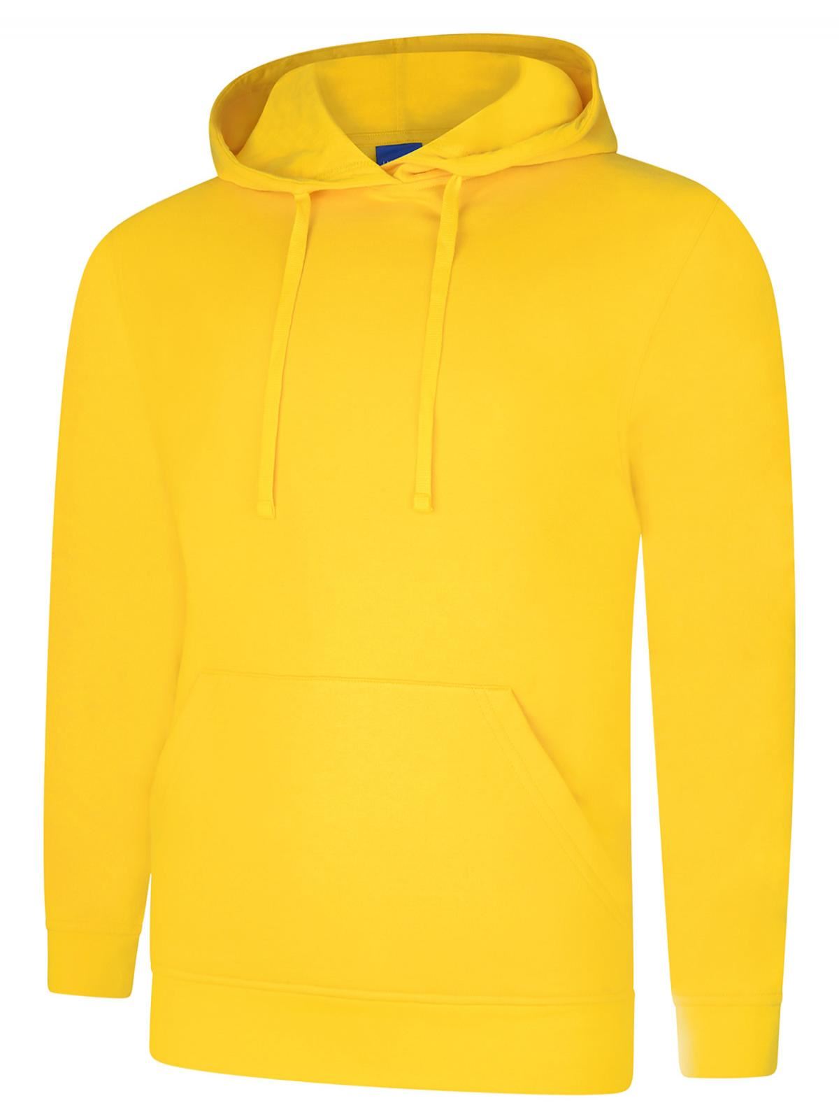 Uneek Unisex Deluxe Hooded Sweatshirt - 60% Cotton 40% Poly - Yellow, Size M