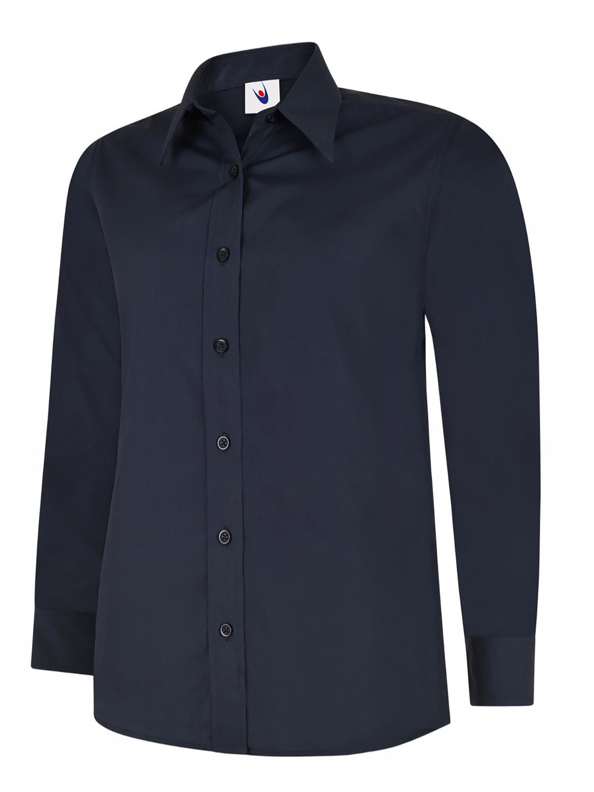 Uneek Women's Poplin Full Sleeve Shirt - Navy, Size M