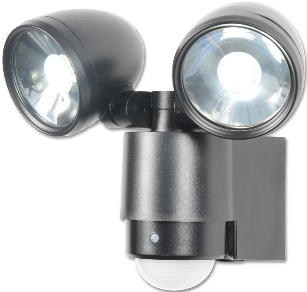 RARAION Projetor LED Duplo com Sensor PIR, 2x 3W, Preto