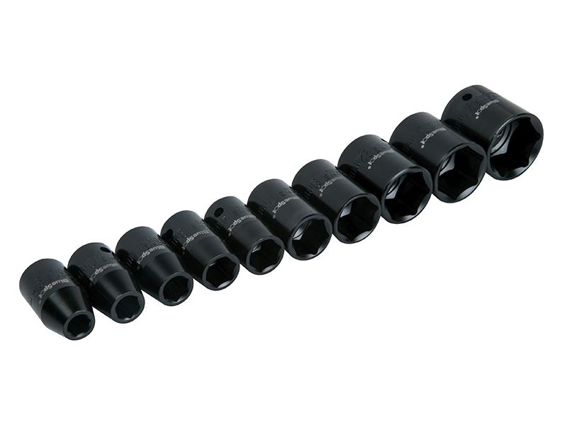 BlueSpot 1/2in Metric Impact Socket Set, 9-27mm, 10-Piece