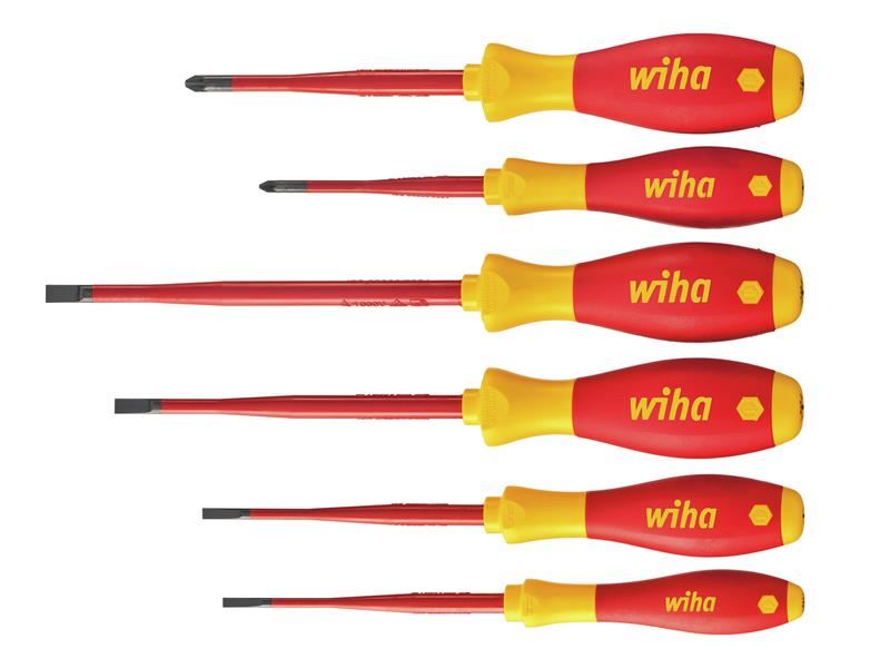 Wiha SoftFinish SlimFix SL/PZ Screwdriver Set, 6 Piece, 1000V AC