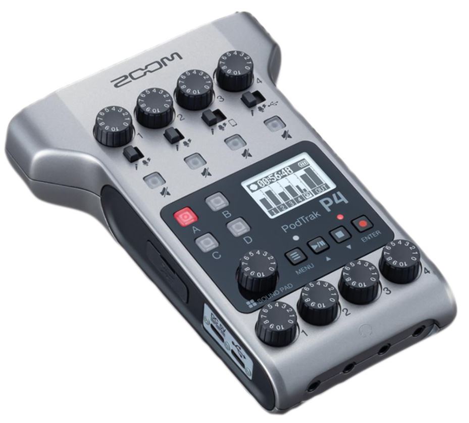 ZOOM PodTrak P4 - Grabadora de audio de 4 canales con AUX y USB