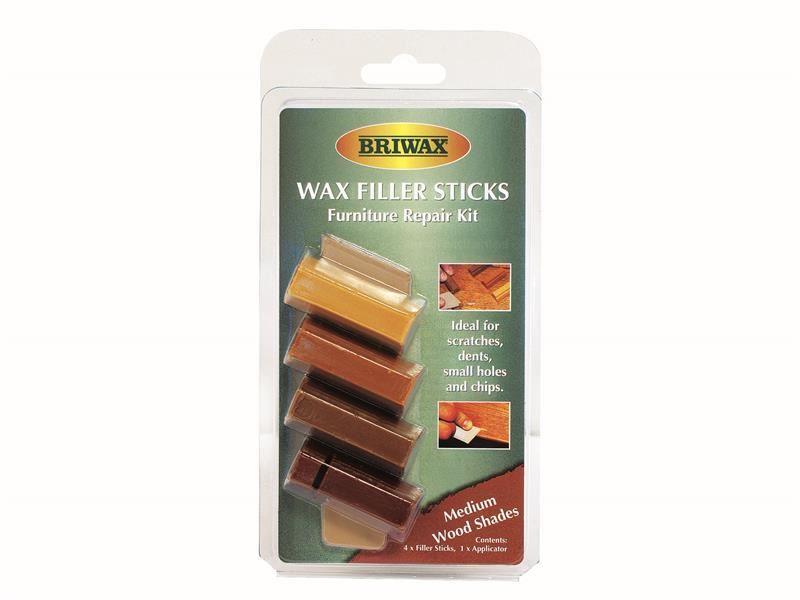 Briwax Medium Wood Wax Filler Sticks, Pack of 4