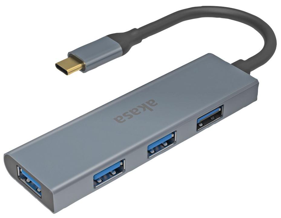 AKASA USB-C 4 Port USB 3.0 Hub, 4x USB-A Anschlüsse