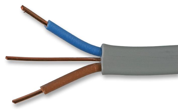 PRO POWER Câble électrique Twin & Earth 6242YH, Gris, 1mm², Rouleau de 25m