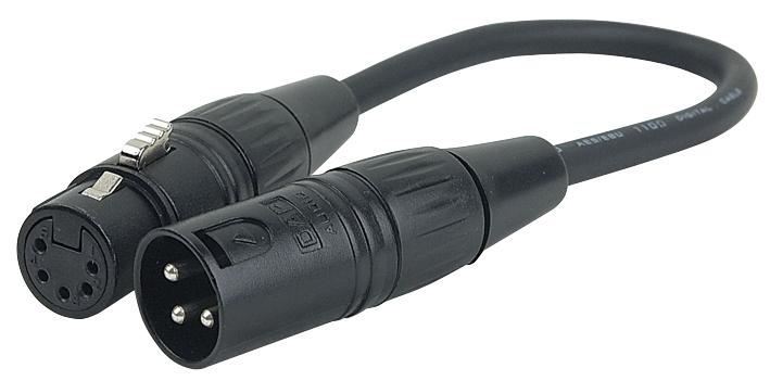 SHOWTEC Σύρμα προσαρμογής 3-Pin σε 5-Pin XLR DMX, 0.25m