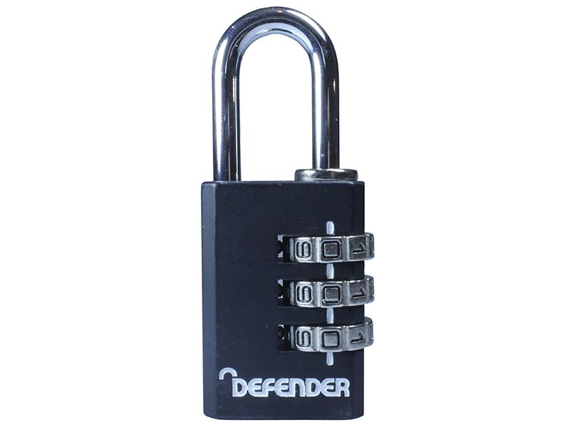 DEFENDER Cadeado de Combinação em Zamac Preto, 30mm