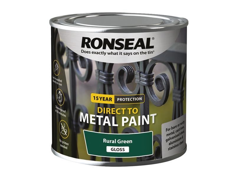 Ronseal Direct to Metal Paint - Rural Green Gloss, 250ml