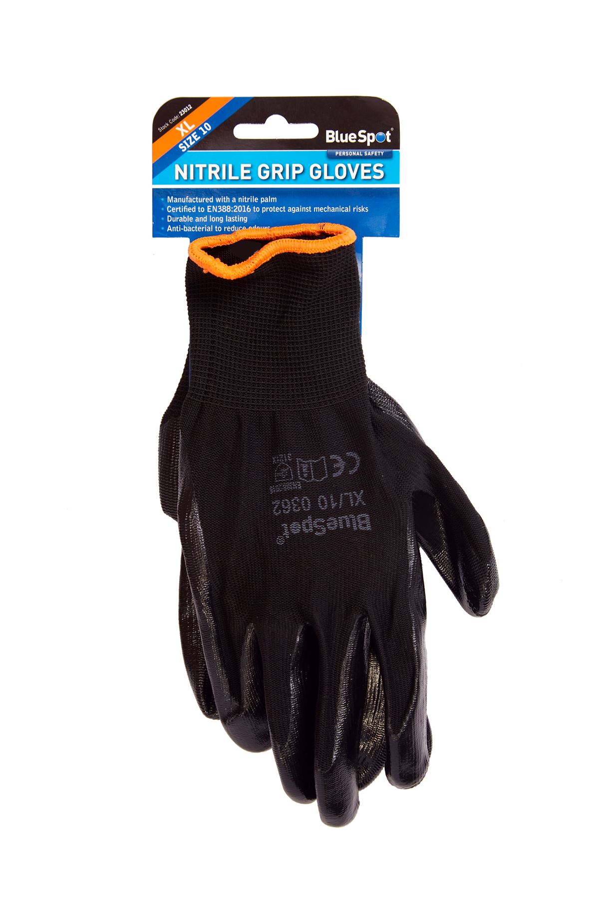 Blue Spot Tools 니트릴 그립 장갑 - XL 사이즈, EN388 인증