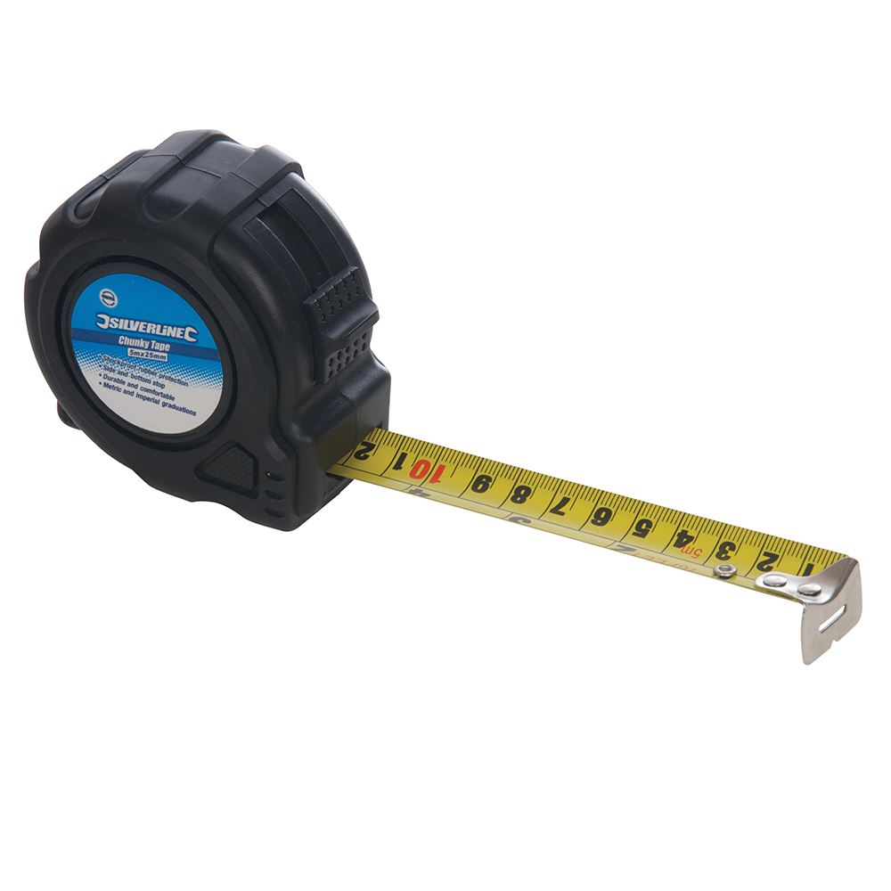 Silverline - Μεζούρα 5m Πλατιά 25mm, Αντίσταση σε Κραδασμούς