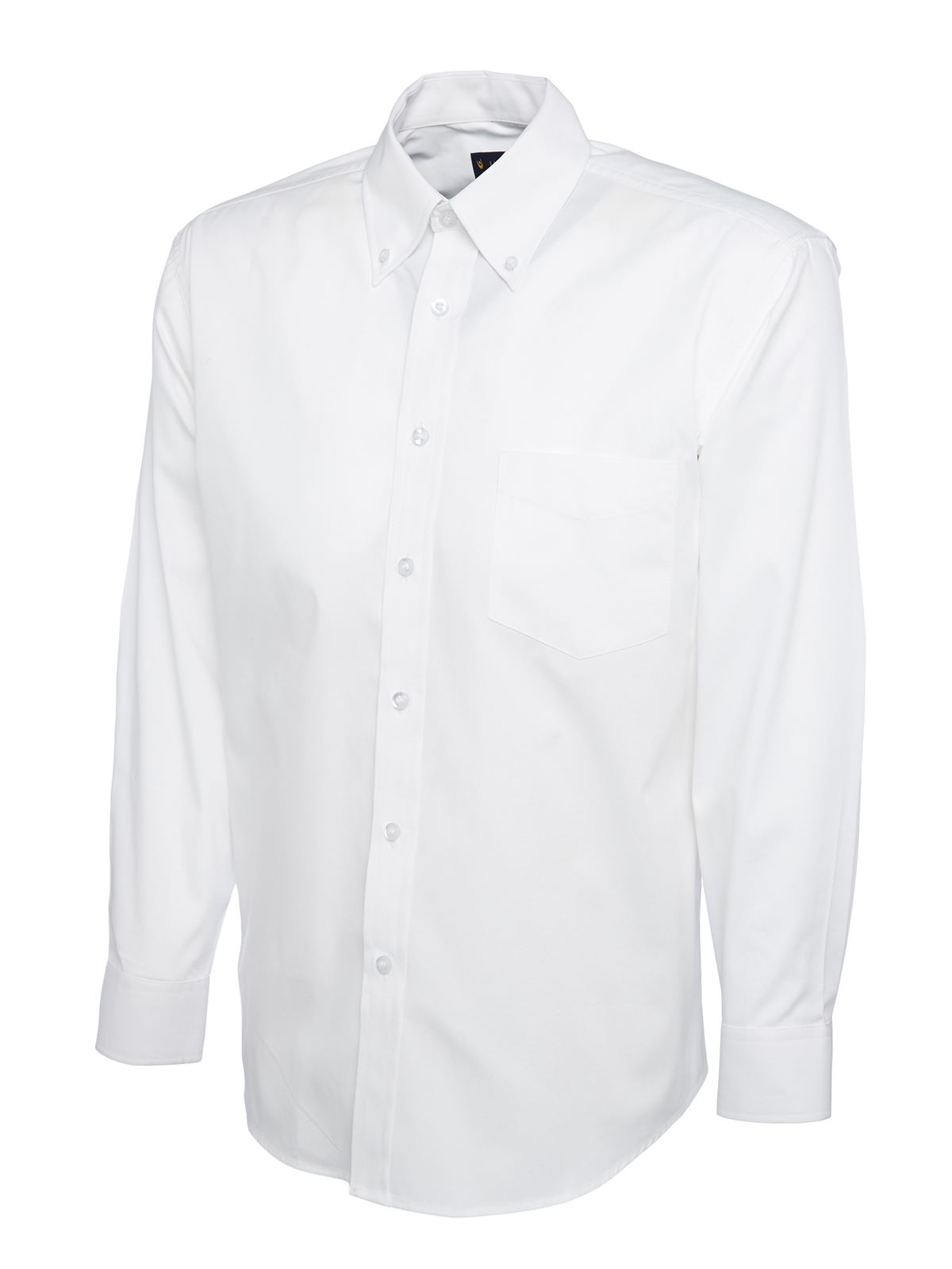 Uneek Men's Pinpoint Oxford Shirt, White, Size 15.5