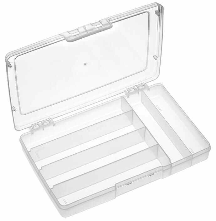 RARAION Boîte de rangement transparente 6 compartiments, 40mm x 245mm x 165mm