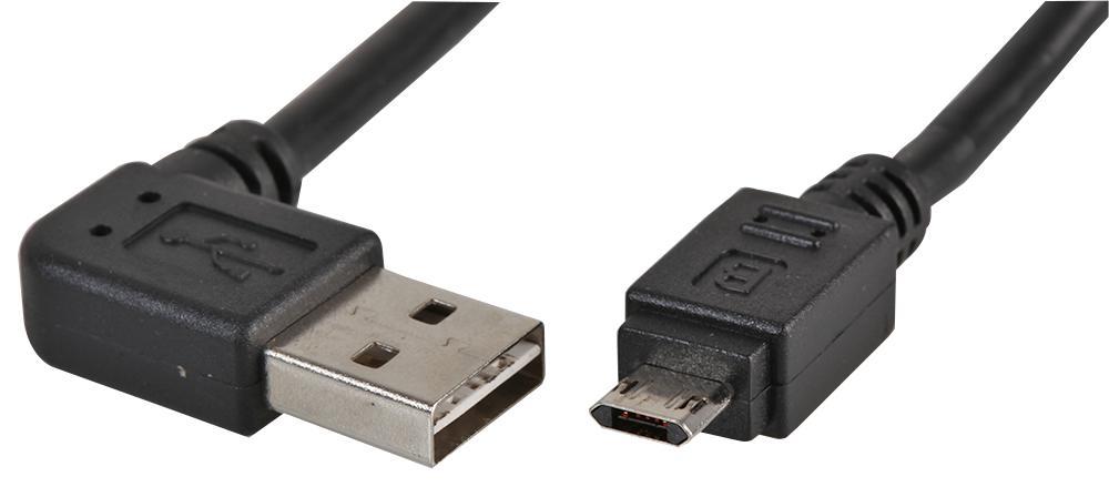 PRO SIGNAL - Kabel USB 2.0 A Male ke Micro USB 2.0 B Reversible 90° 2m