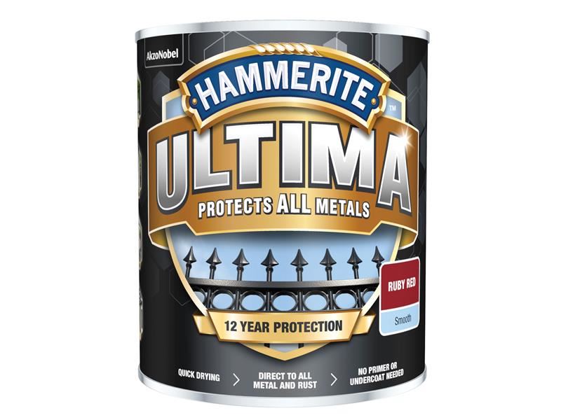 Hammerite Ultima Metal Paint, Ruby Red, 750ml