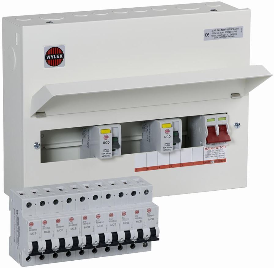 WYLEX Quadro Elétrico Split Load de 10 Vias com 10 Disjuntores, Interruptor 100