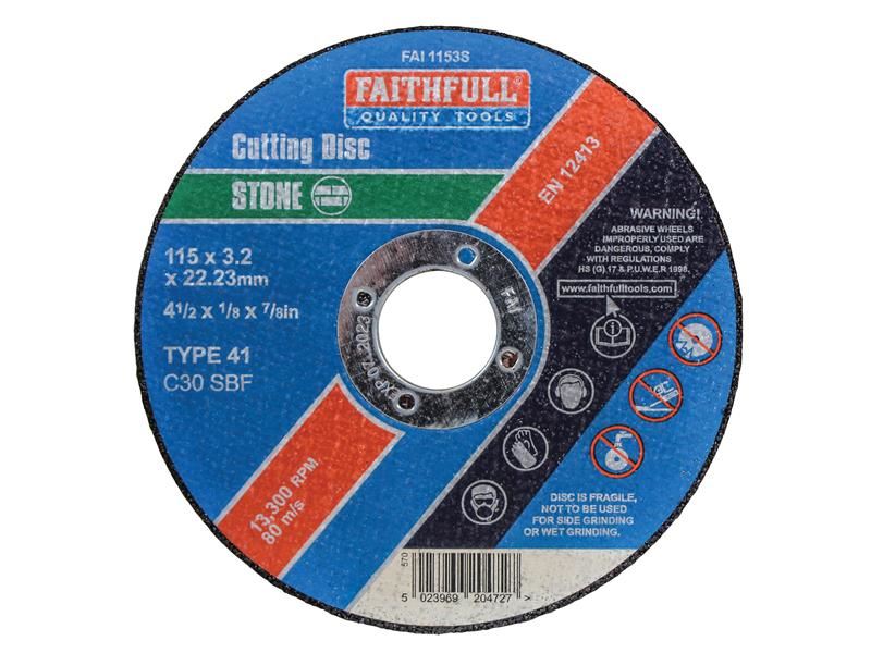 Faithfull Stone Cut-Off Disc 115 x 3.2 x 22.23mm