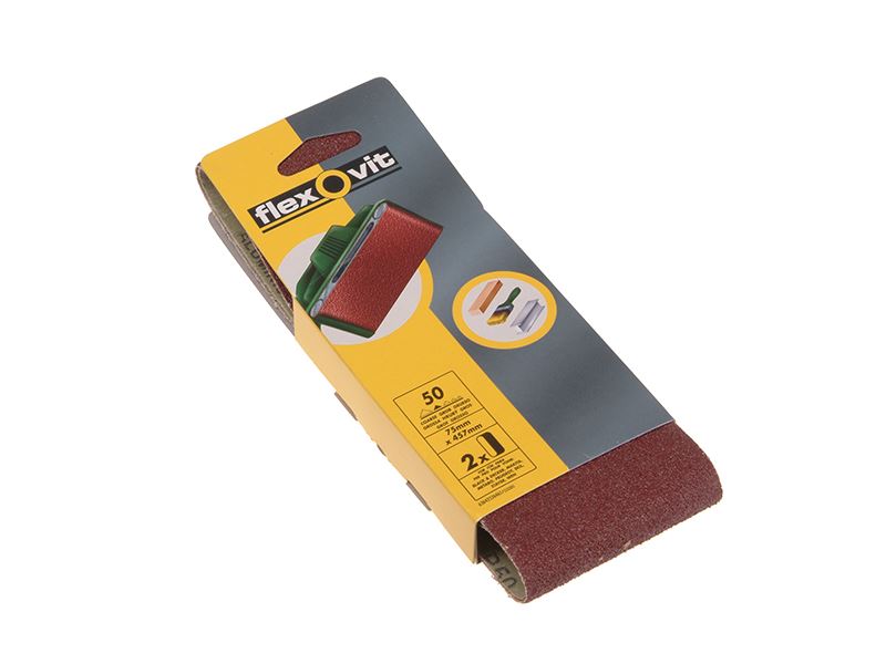 Flexovit Cloth Sanding Belt 457 x 75mm, Coarse 50G (Pack of 2)