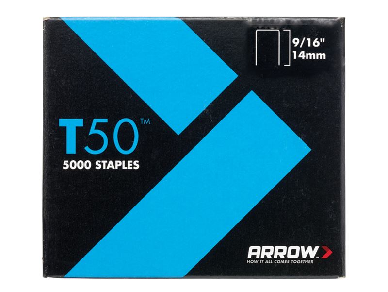 Arrow T50 Staples, 14mm (9/16in), Pack of 5000