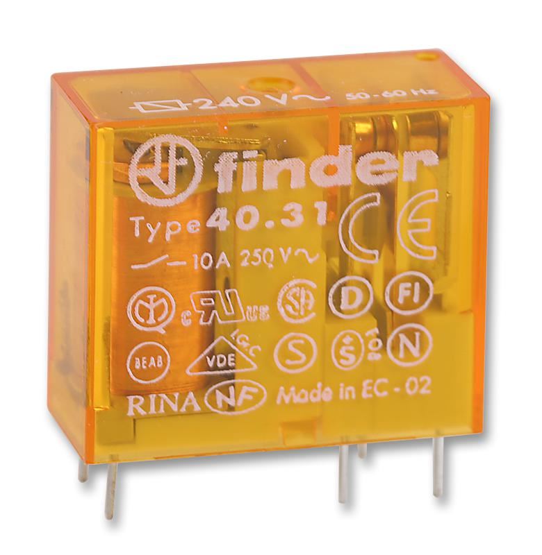 Relais FINDER, Montage PCB, 10A SPCO, 240V CA